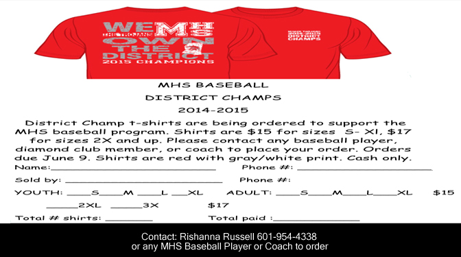 MHS Baseball District Champ Shirts For Sale