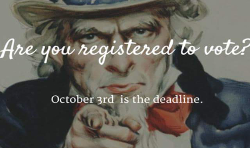 Register to Vote by October 3rd