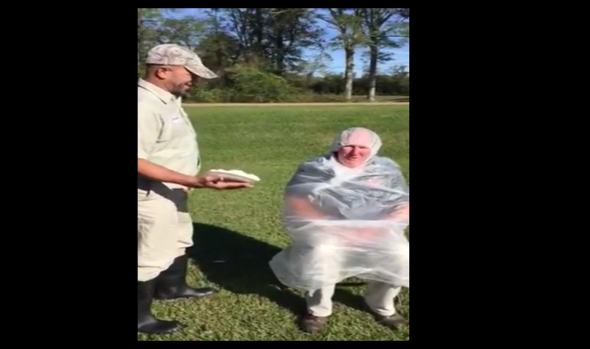 Leman takes a pie for water filters in Tanzania