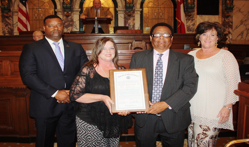 Sondra Clark of Mendenhall, Retired Executive Director of the Mississippi Board of Barber Examiners, Honored by State Senate.