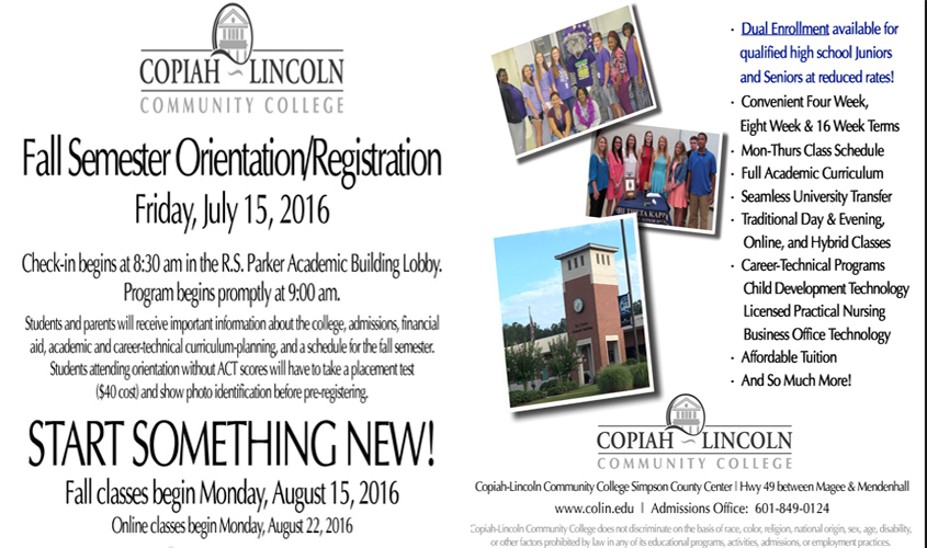 Co-Lin Simpson Campus Fall Orientation/Registration