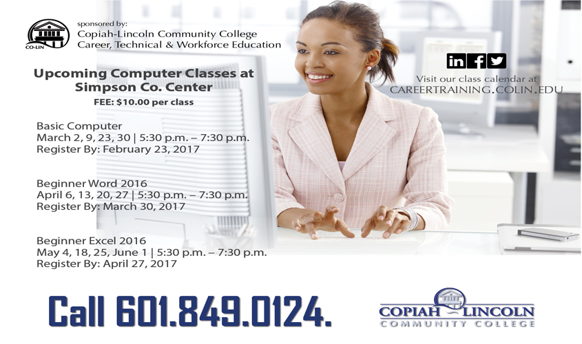 Simpson Center SPRING 2017 Computer Classes