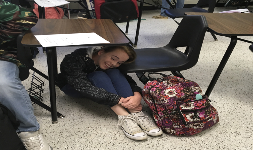 Mendenhall Students Drop, Cover, & Hold On