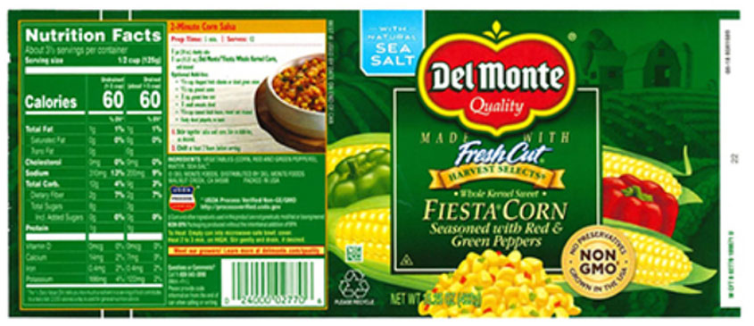 Del Monte Recalls Canned Corn from 25 states, 12 Countries