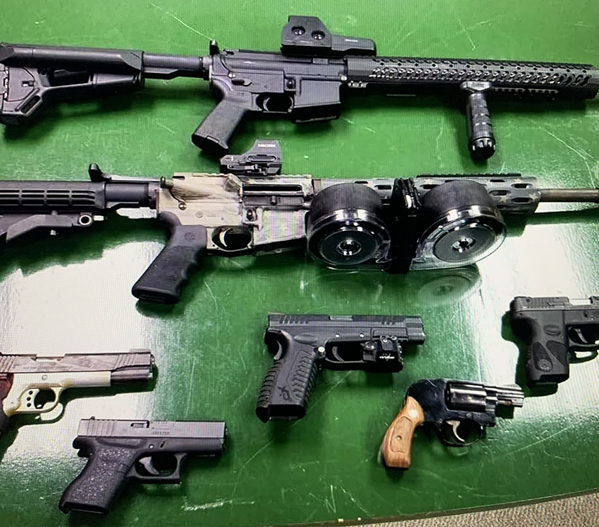 Semiautomatic Rifles, 100-Round Drum Magazine, Handguns Results in Almost 8 Years in Prison for Convicted Felon