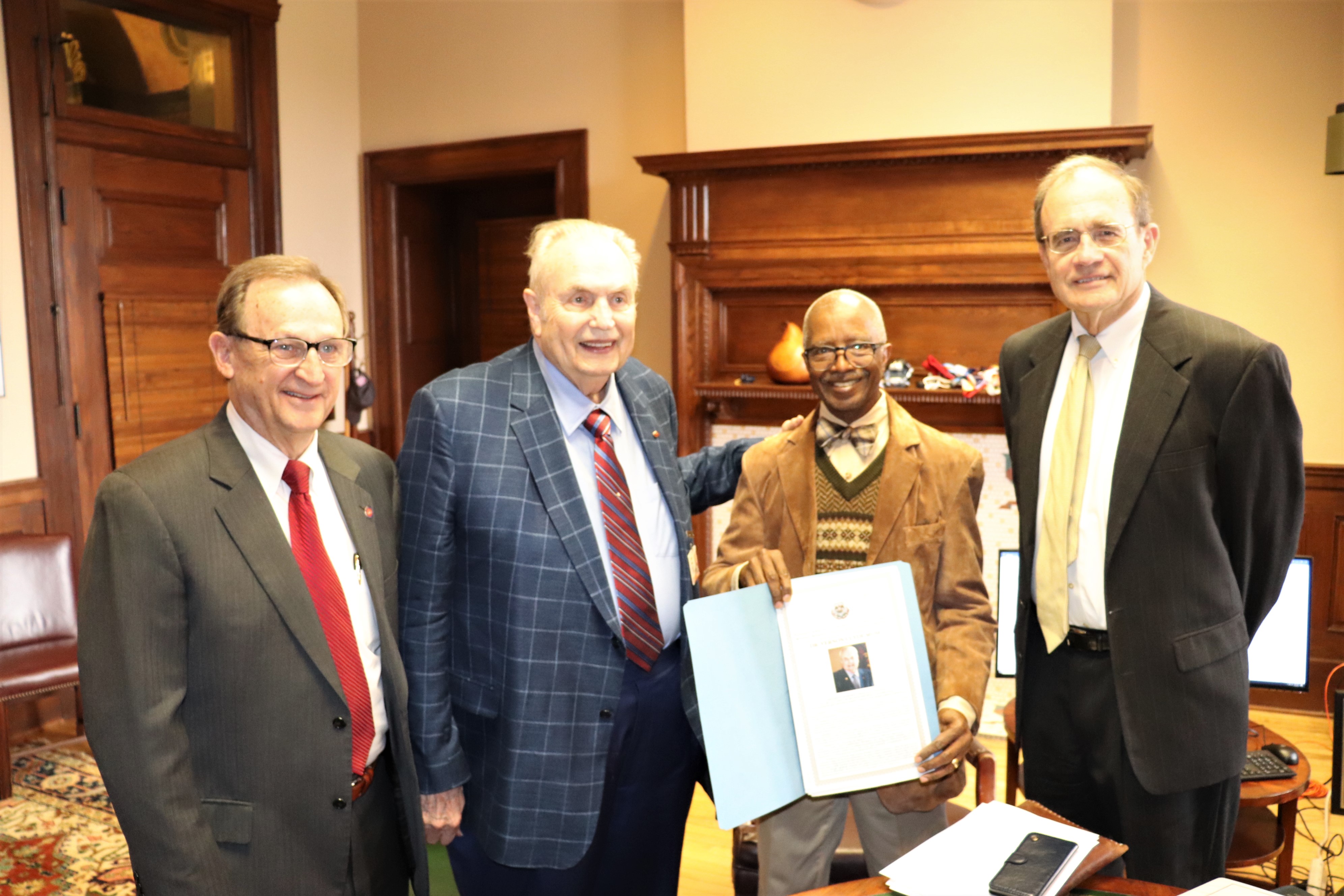 The Mississippi Senate on Thursday, January 23, 2020, presented Hinds Community College President Dr. Clyde Muse with a proclamation honoring his success and longevity