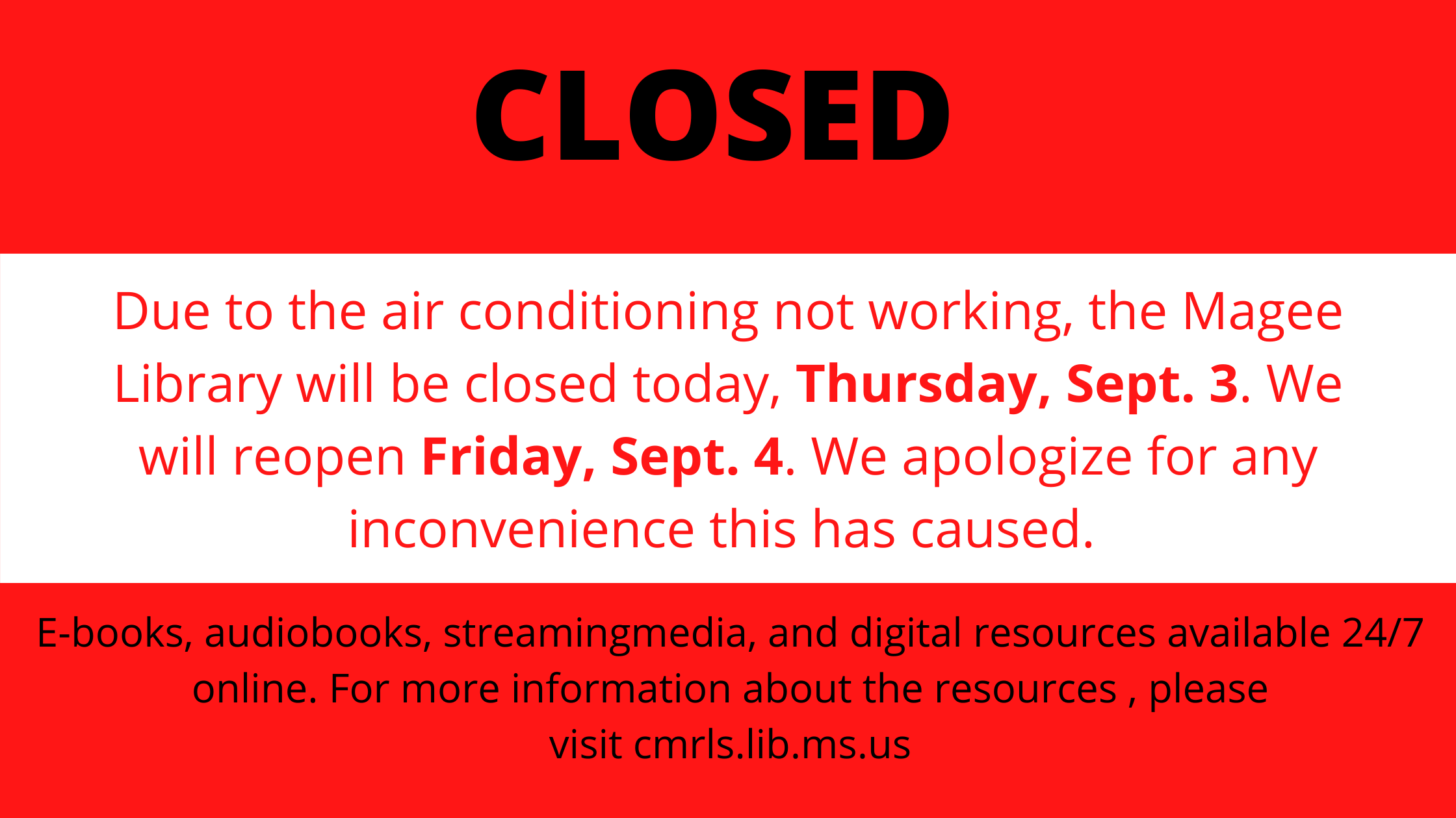 Magee Library Closed