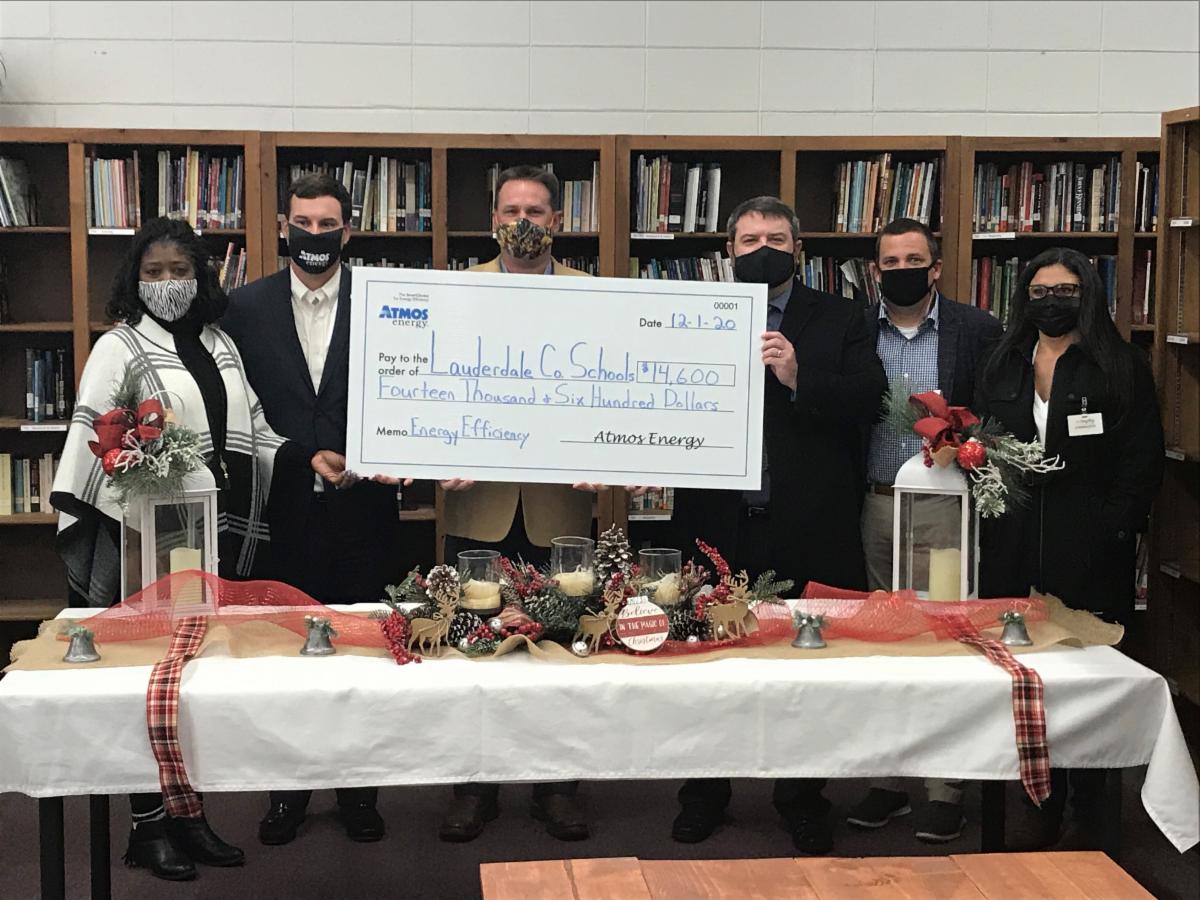 Commissioner Brent Bailey & Atmos Energy Present Check to Lauderdale County School District