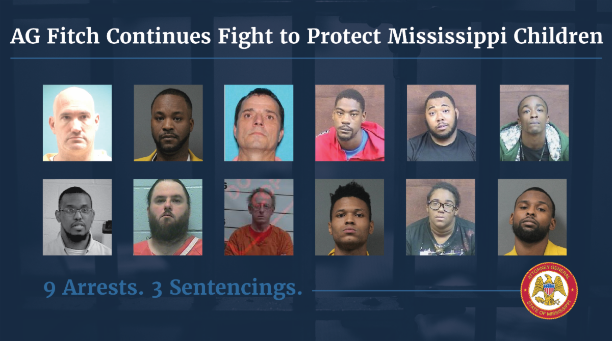 9 Arrests and 3 Sentencings on Child Exploitation and Related Charges