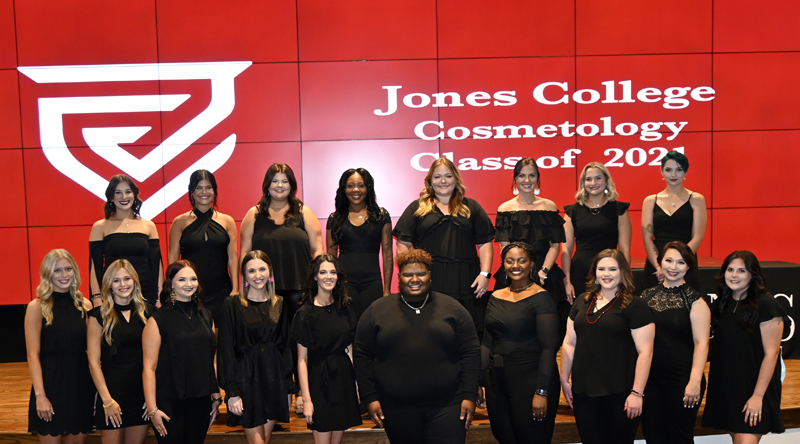 Eighteen Jones College Cosmetology students ready for work