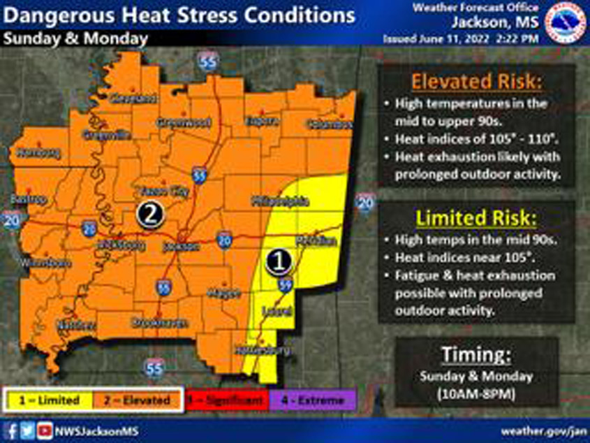 Dangerous Heat Sunday and  Monday