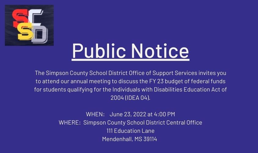 SCSD Public Meeting Notice
