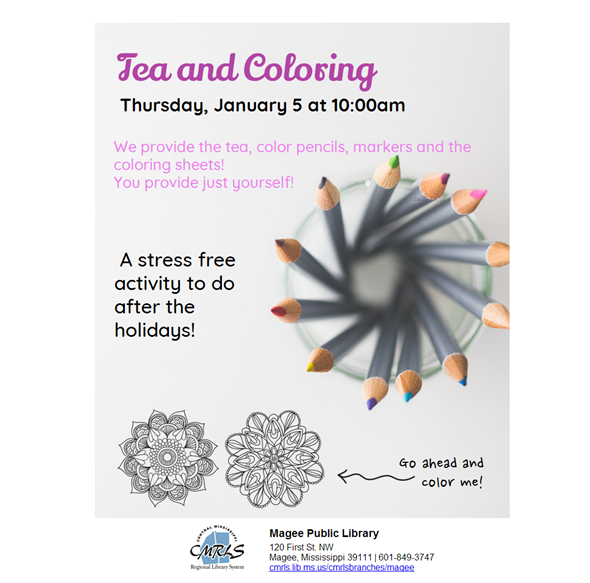 Tea & Coloring @ the Library