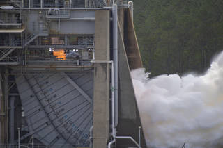 NASA Conducts First 2023 Test of Redesigned Moon Rocket Engine