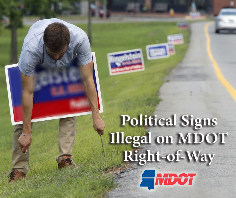 Political signs illegal on state right-of-way