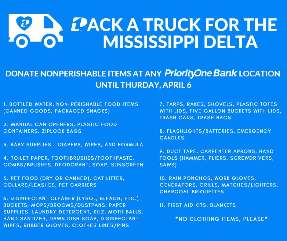 Pack a Truck Sponsored by PriorityOne Bank (all locations)