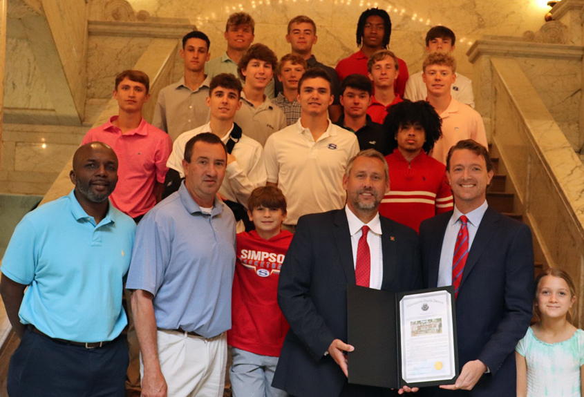 Senator Caughman Presents Senate Resolution 50 Honoring SCA Basketball Team