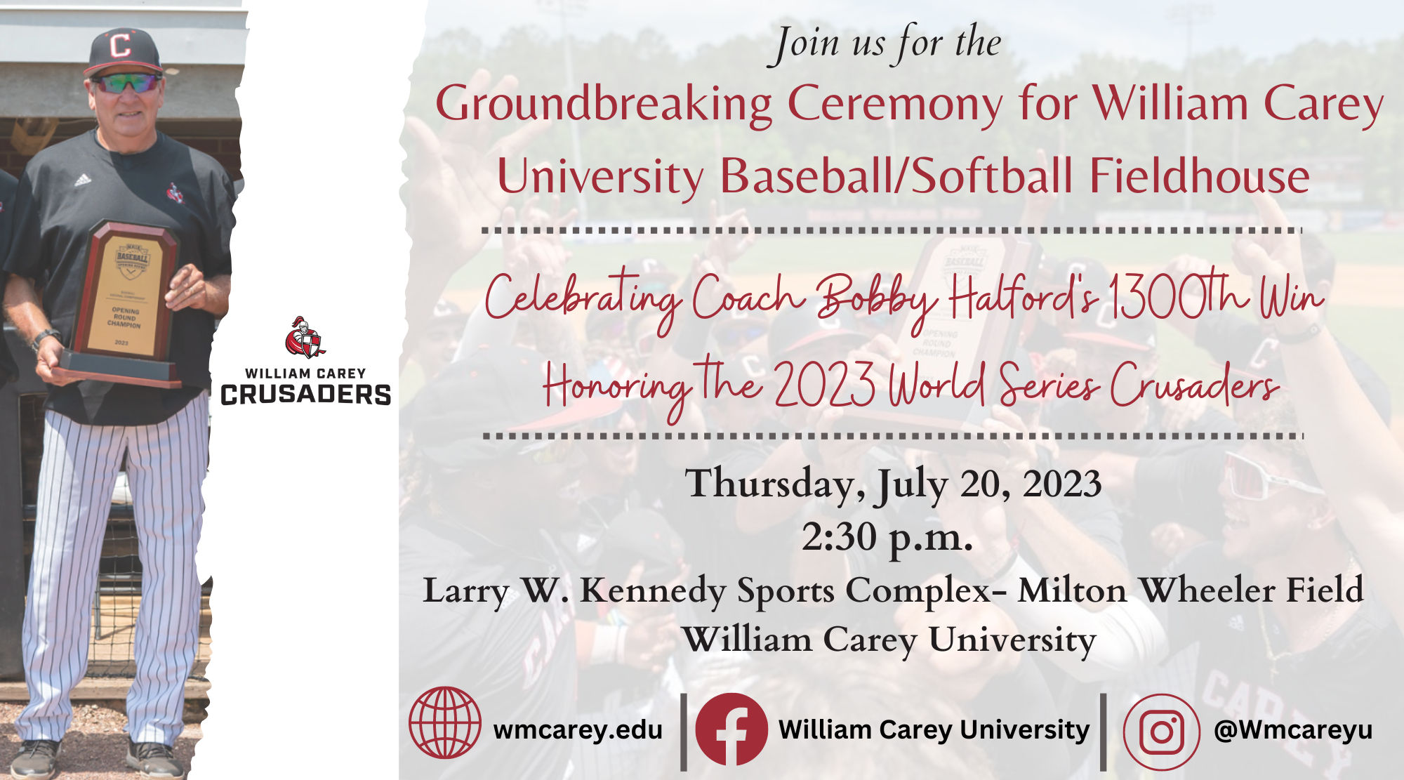 WCU to break ground for baseball/softball fieldhouse