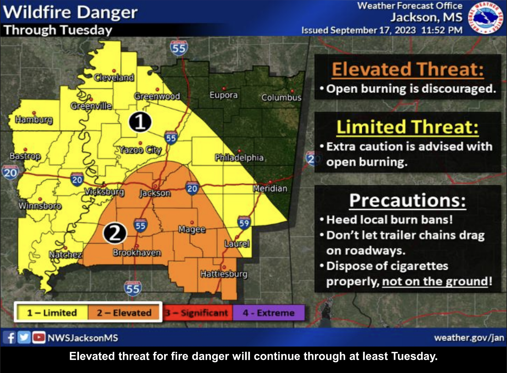 Severe Drought and Elevated Wildfire Danger for Central Mississippi