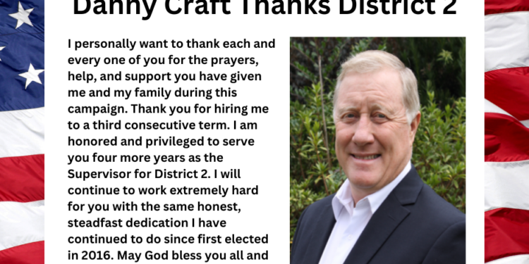 Danny Craft Thanks District 2