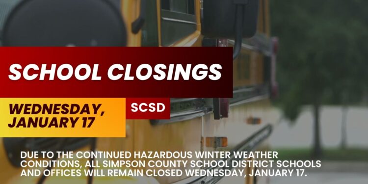 Simpson County Schools Closed Wednesday, January 17