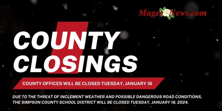 County Closings for Tuesday, January 16, 2024
