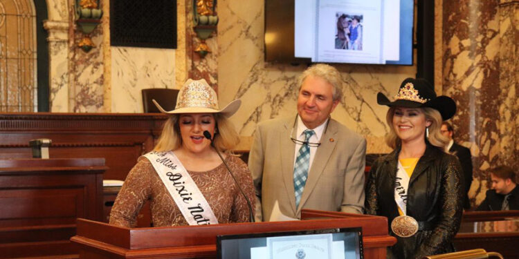 Miss Rodeo America 2024, Emma Cameron, and Miss Dixie National 2024 Emma Watts honored by Mississippi Senate