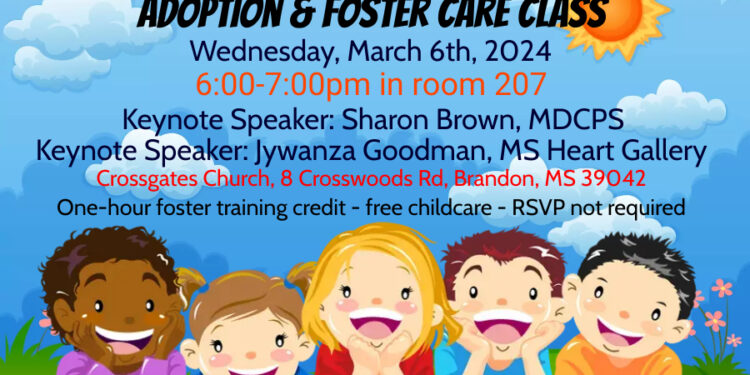 Next Adoption & Foster Care class will be this Wednesday, March 6th at Crossgates Church