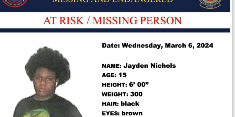 MBI Missing and Endangered Person Jayden Nichols