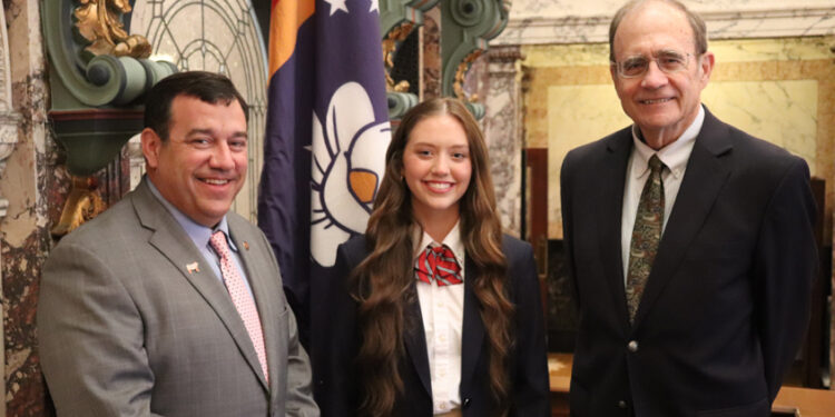 Elie Catherine Stewart of New Hebron recently served as a page for the Mississippi Senate