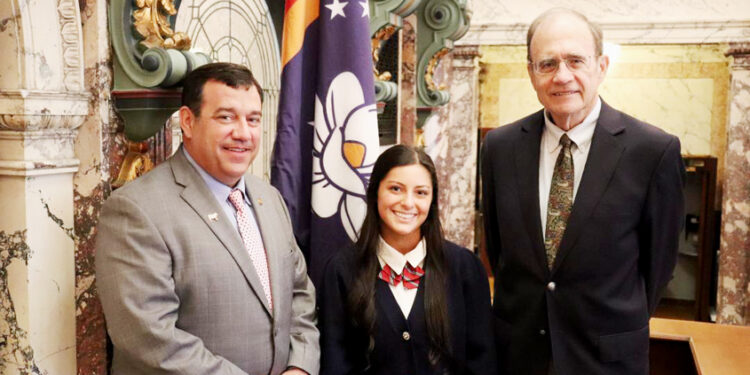 Natalie Kalyn Styron of Simpson Academy recently served as a page for the Mississippi Senate