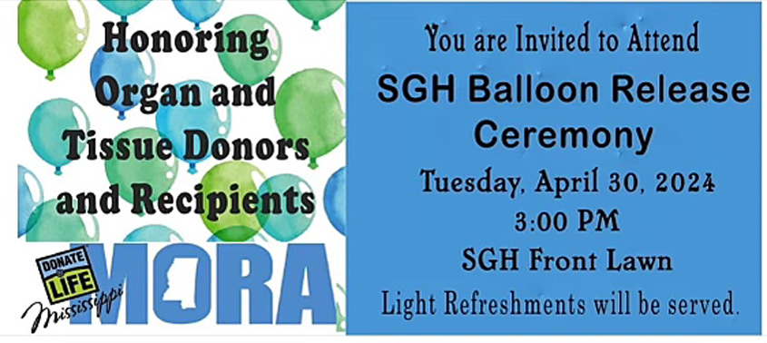 Balloon Release Ceremony @ SGH, Tuesday (30th) @ 3:00 PM