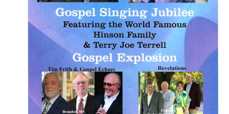 Gospel Singing Jubilee —August 10th 6:30 PM Magee High School Auditorium
