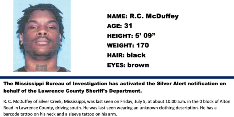 Silver Alert for R. C. McDuffey/Lawrence County—–CANCELLED