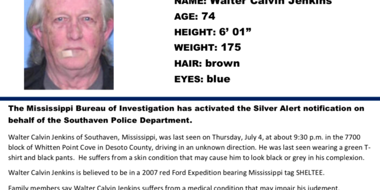 Silver Alert for Walter Calvin Jenkins – canceled