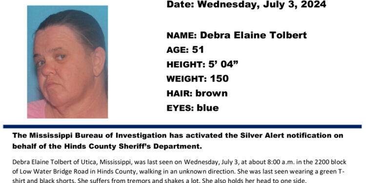 Silver Alert for Debra Elaine Tolbert from Hinds County——CANCELLED