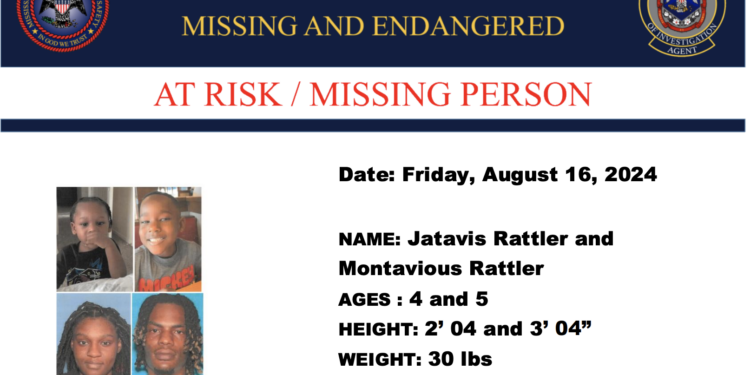 Children Jatavis and Montavious Ratter are listed as At Risk & Missing by MBI—CANCELLED