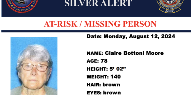 Silver Alert for Claire Bottoni Moore of Panola County—Cancelled