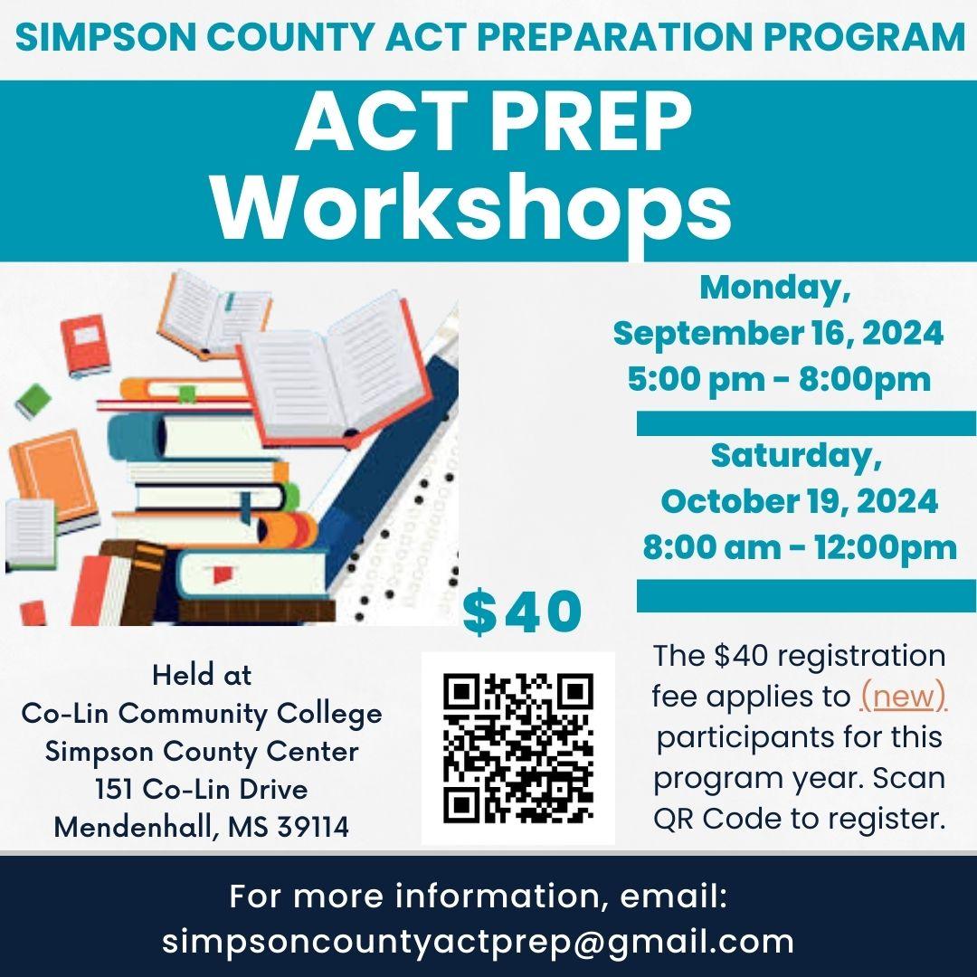 ACT Prep Workshops:  September 16th & October 19th