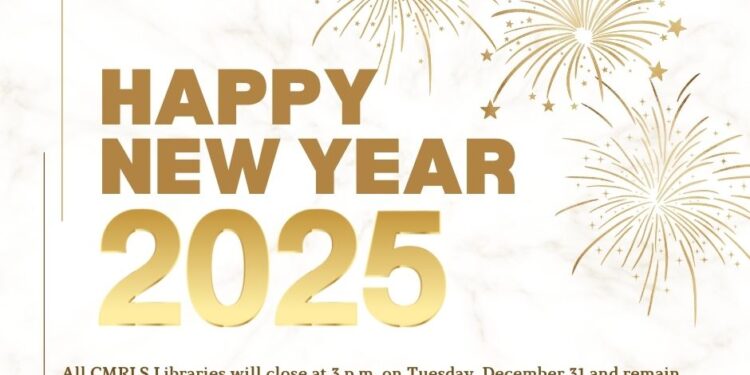 CMRLS Announces New Year’s Library Closings