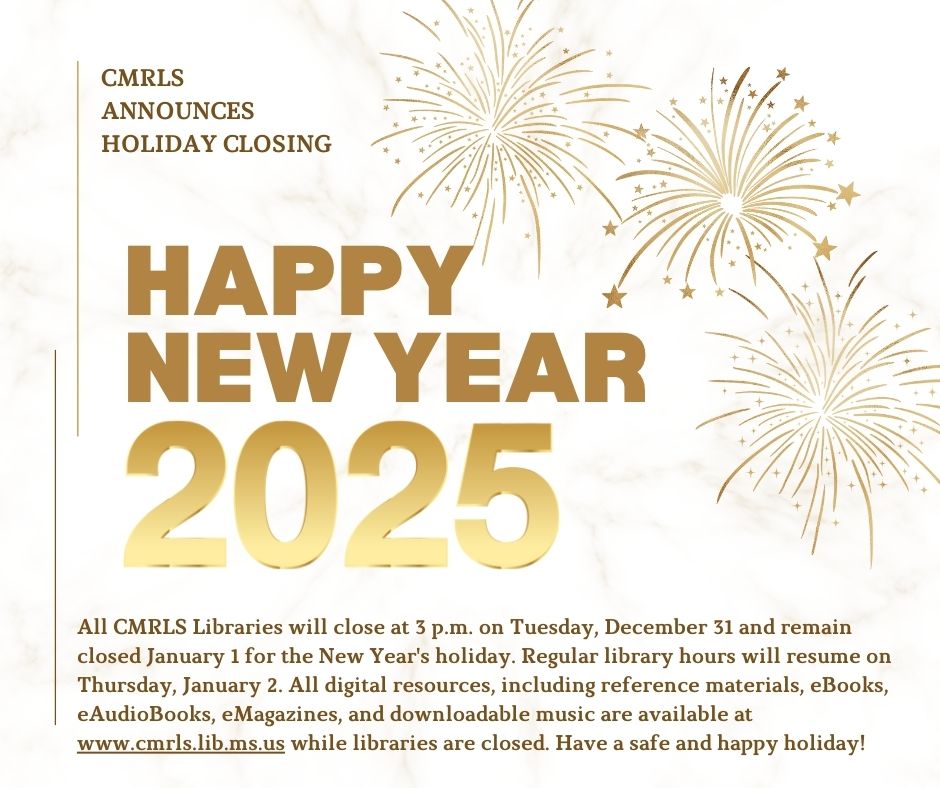 CMRLS Announces New Year’s Library Closings