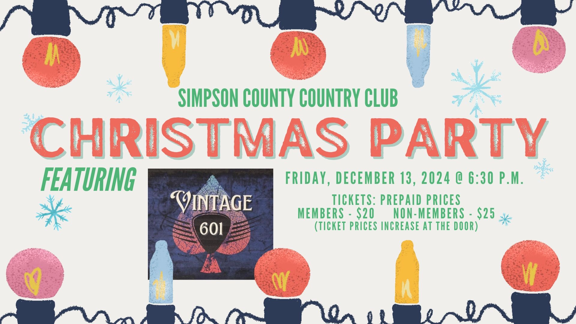 Christmas Party @ Simpson County Country Club featuring Vintage 601