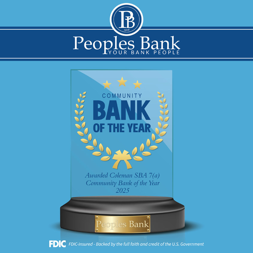 Peoples Bank  Honored as Coleman’s SBA 7(a) Community Bank of the Year