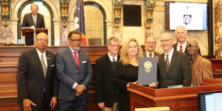 The Mississippi Senate honored 30-year former Associated Press Mississippi Capitol Correspondent Emily Wagster Pettus