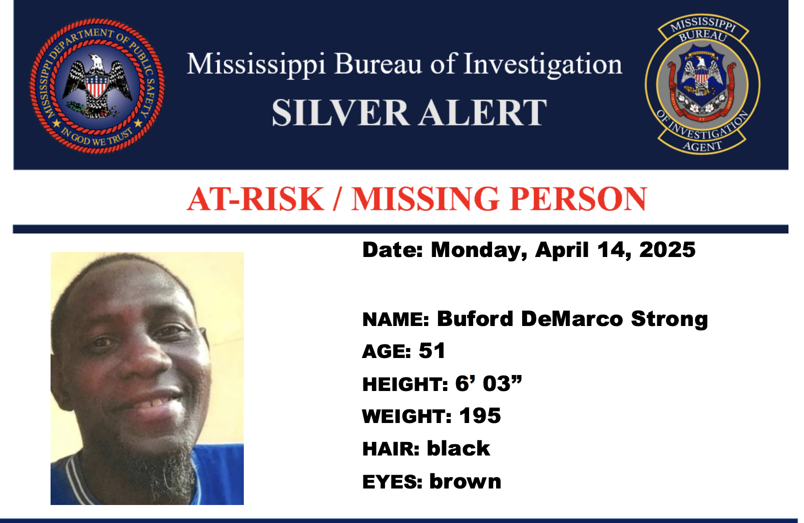 At-Risk/Missing Person-Buford DeMarco Strong