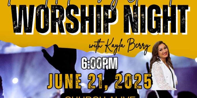 Mark Your Calendar!  June 21, 2025, Worship Night with Kayla Berry