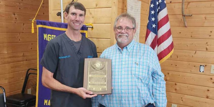 Outgoing Lions Club President Josh Duckworth Recognized