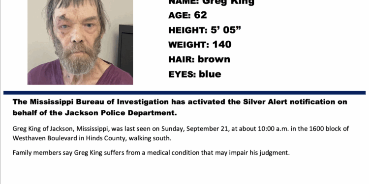 Silver Alert for Greg King of Jackson