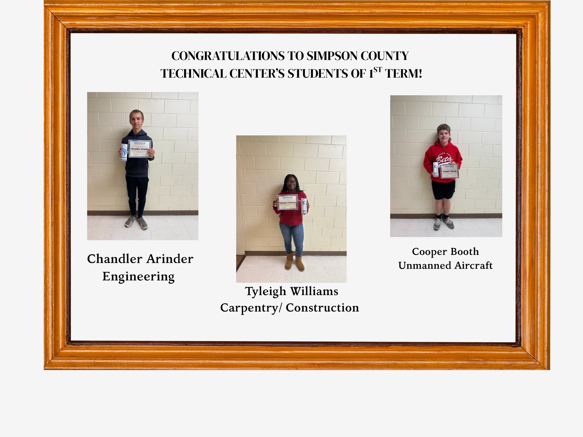 Congratulations to Chandler Arinder, Tyleigh Williams, and Cooper Booth