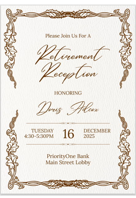 Retirement Reception Honoring Doris Adcox